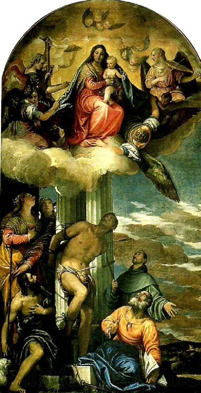 Paolo  Veronese virgin and child appear to ss Norge oil painting art